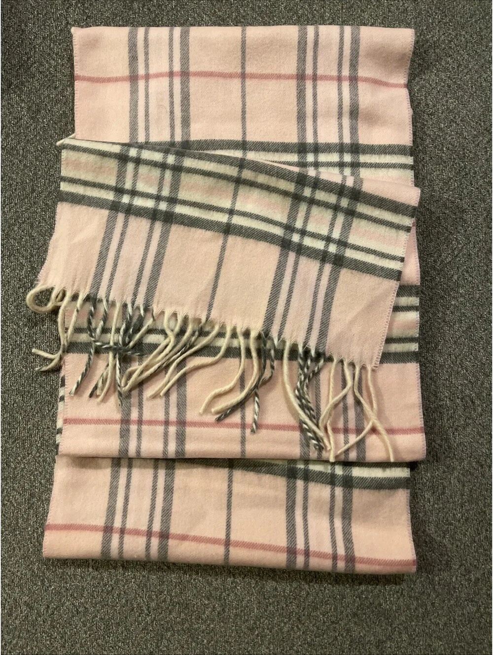 V Fraas Cashmink Scarf Womens Pink Plaid Fringed Made In Germany Very Soft